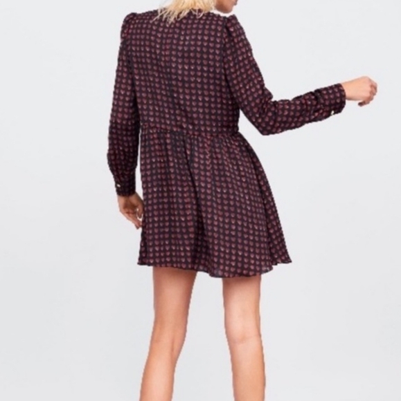 Zara Heart Print Smock Long Sleeve Dress Romper Size S - Picture 2 of 10